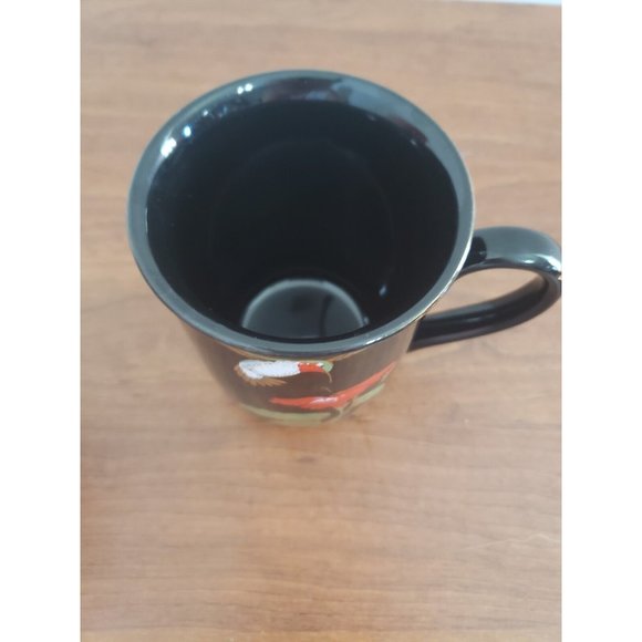 Otagiri Hummingbird Coffee Tea Cup- Red Hibiscus- Black Porcelain - Picture 3 of 4